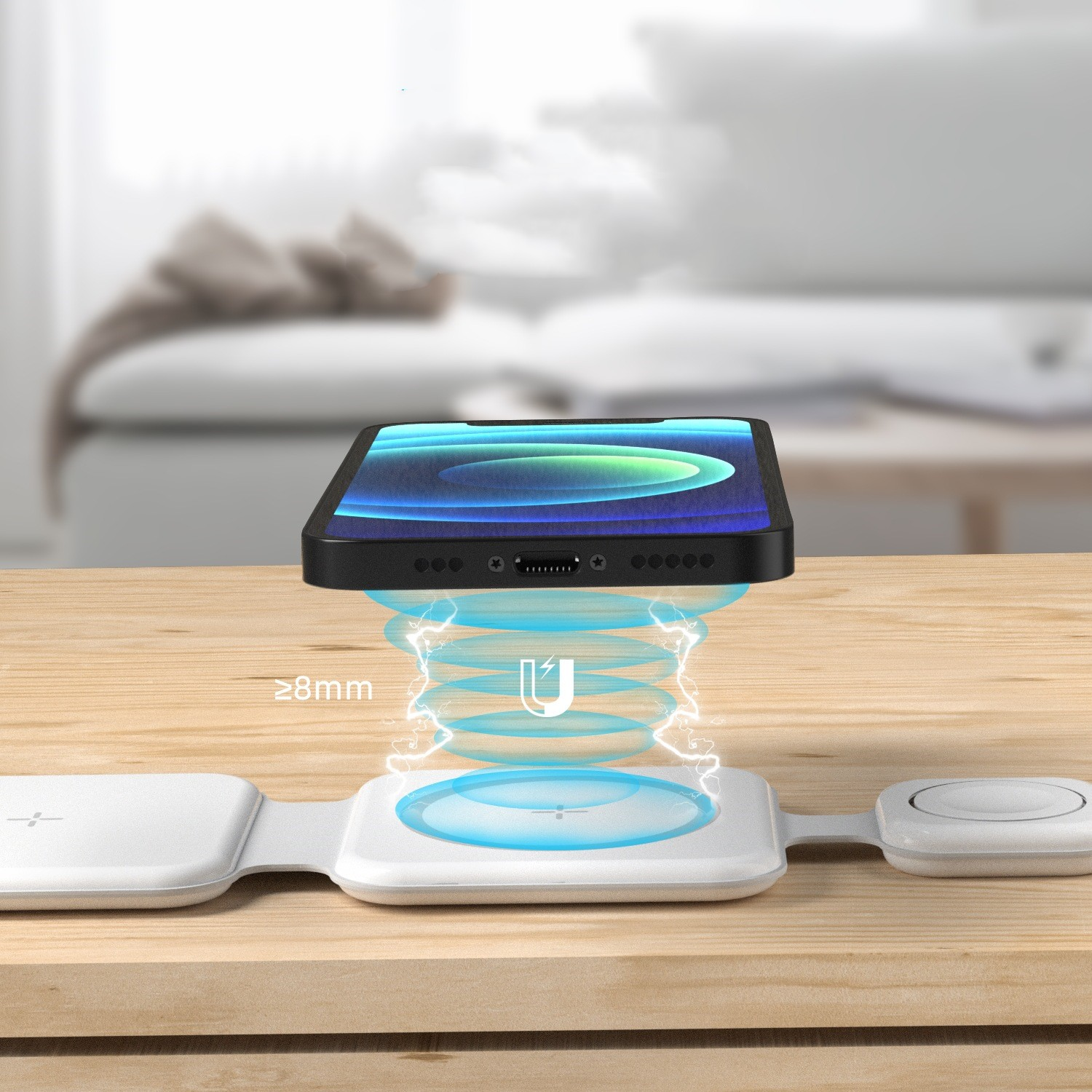 3 in 1 Magnetic Foldable Wireless Charger Charging Station Multi-Device Folding Cell Phone Wireless Charger Gadgets – תמונה 11