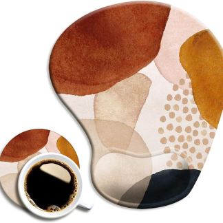 Ergonomic Mouse Pad with Wrist Support and Coaster,Mouse Pads with Non-Slip PU Base for Home Office Working Studying Easy Typing & Pain Relief Aesthetic Art
