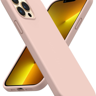 Shockproof Liquid Silicone Designed for Iphone 13 Pro Max Case 6.7", Gel Rubber Comprehensive Protection Anti-Shock Cover Drop Protection 6.7Inch-Sand Chalk Pink