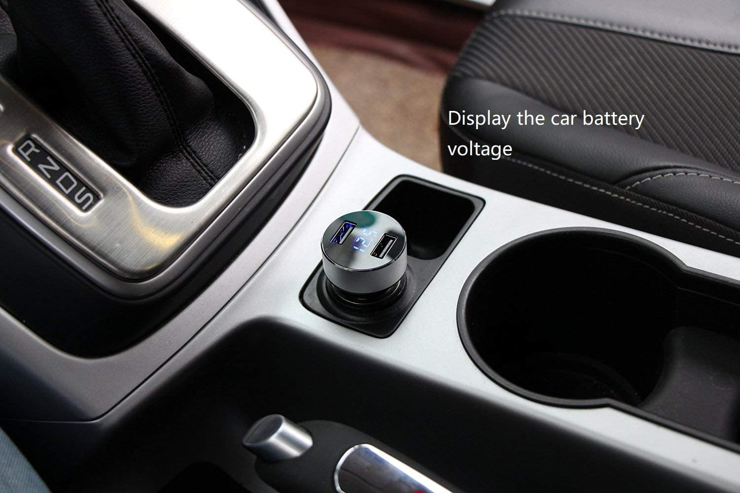 2 USB Car Charger,12V/24V Voltage Meter, Output 4.8A, Cigarette Lighter Plug Adapter Compatible with Iphone,Ipad, Samsung, USB Charging Devices, Silver – תמונה 9