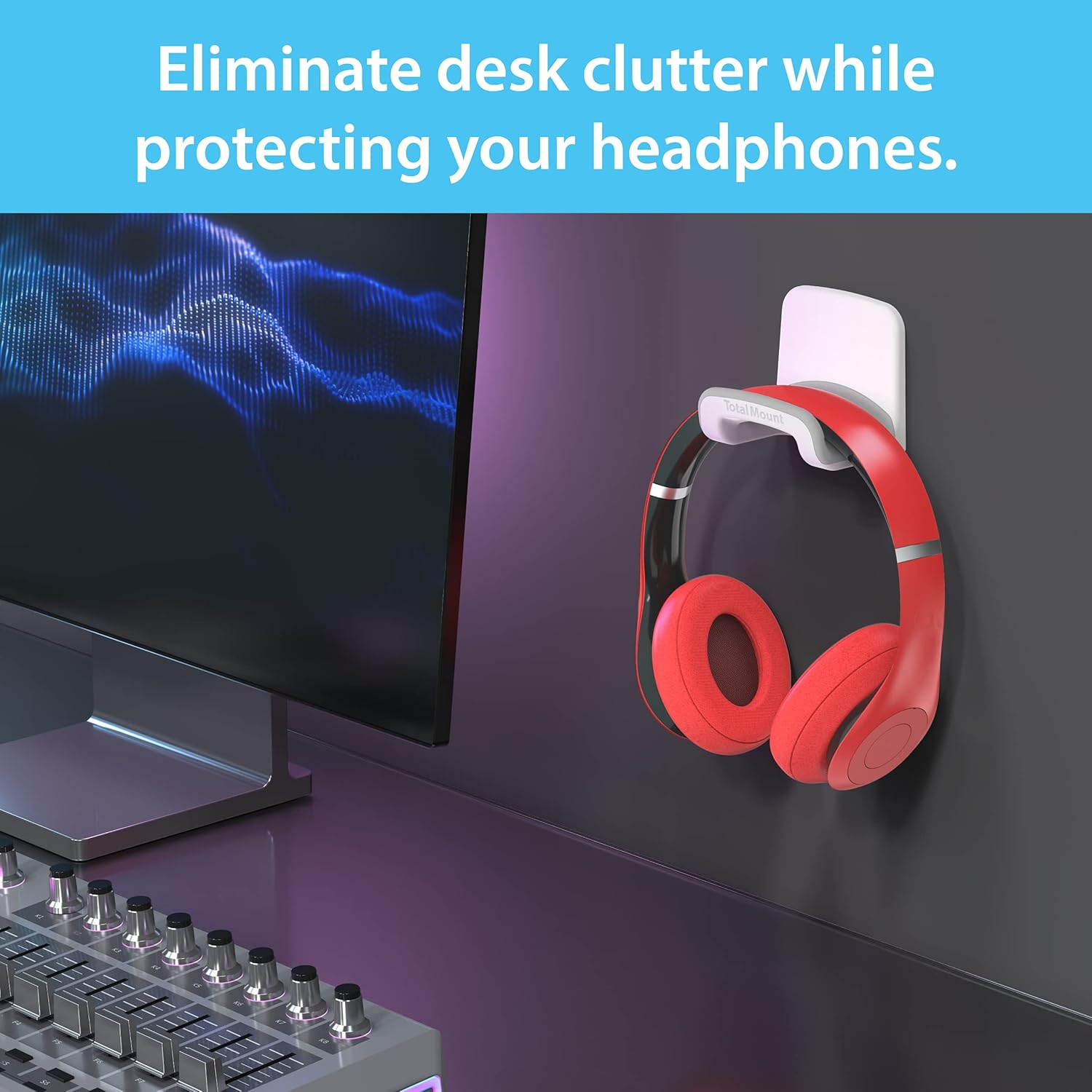 Headphone Holder – Hanger Won’T Damage Your Wall with Screws or Permanent Adhesive (Studio-Grade White – One Pack) – תמונה 2