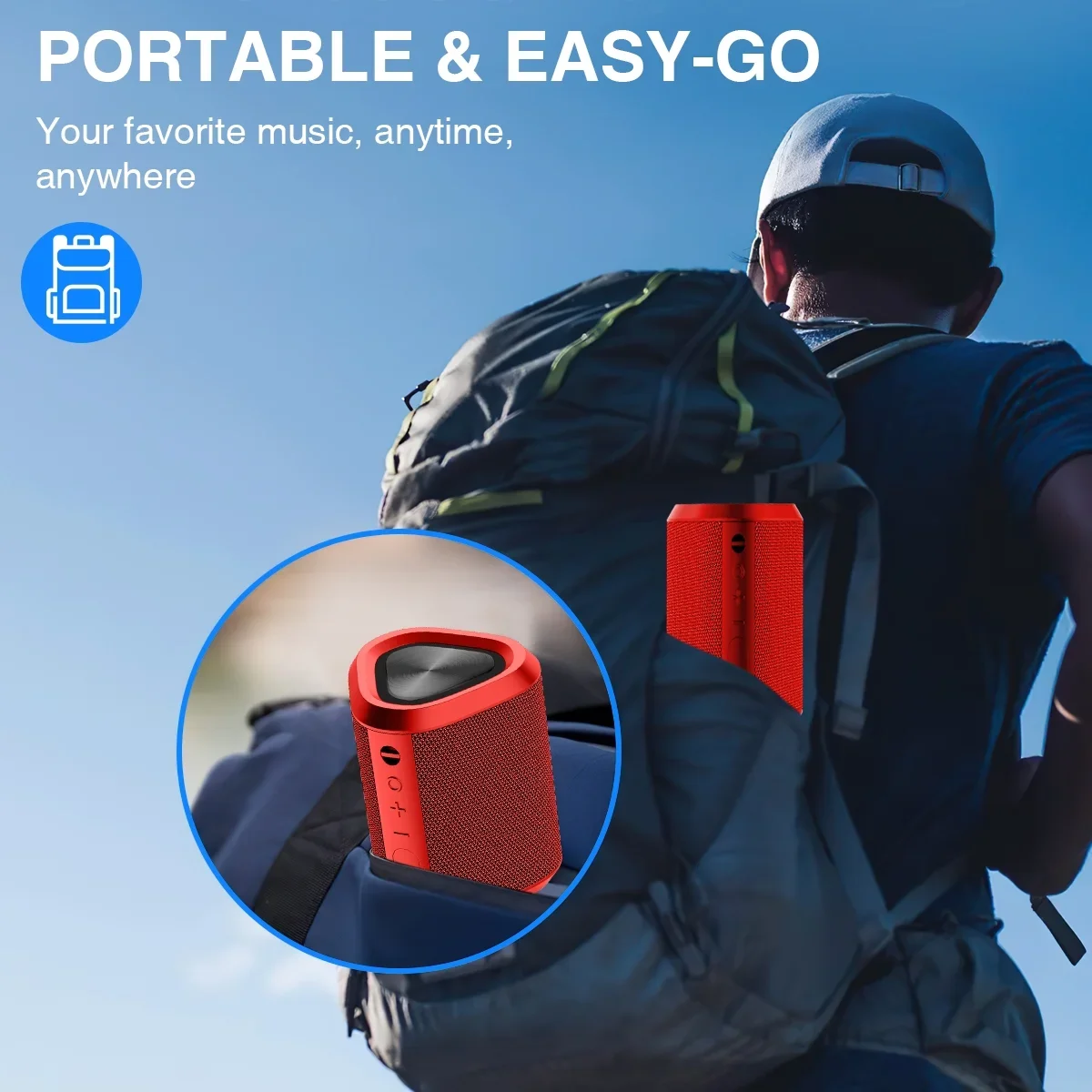 Bluetooth Speaker, 24H Playtime Portable Wireless Bluetooth 5.0 Speaker with Stereo Bass, up to 100 Ft Bluetooth Range, IPX7 Waterproof Mini Bluetooth Speaker – תמונה 4