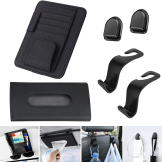 Tissue Holder Visor with Sun Visor Organizer for Car, 2 Pcs Car Seat Hooks and Glitter Mask Hook Clip-Pu Leather Backseat Tissue Case Accessories for Car, Paper Carton, Car Tissue Box for Visor(6 Pcs)