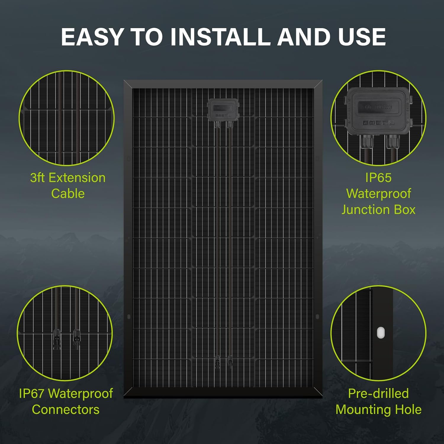 100 Watts Monocrystalline 100W 12V Solar Panel High Efficiency Mono Module RV Marine Boat off Grid – תמונה 5