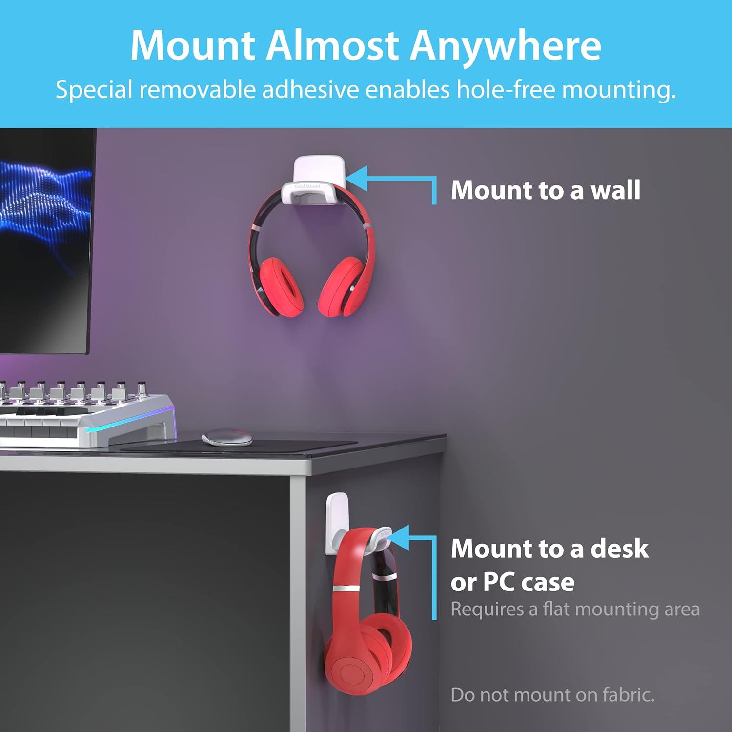 Headphone Holder – Hanger Won’T Damage Your Wall with Screws or Permanent Adhesive (Studio-Grade White – One Pack) – תמונה 4