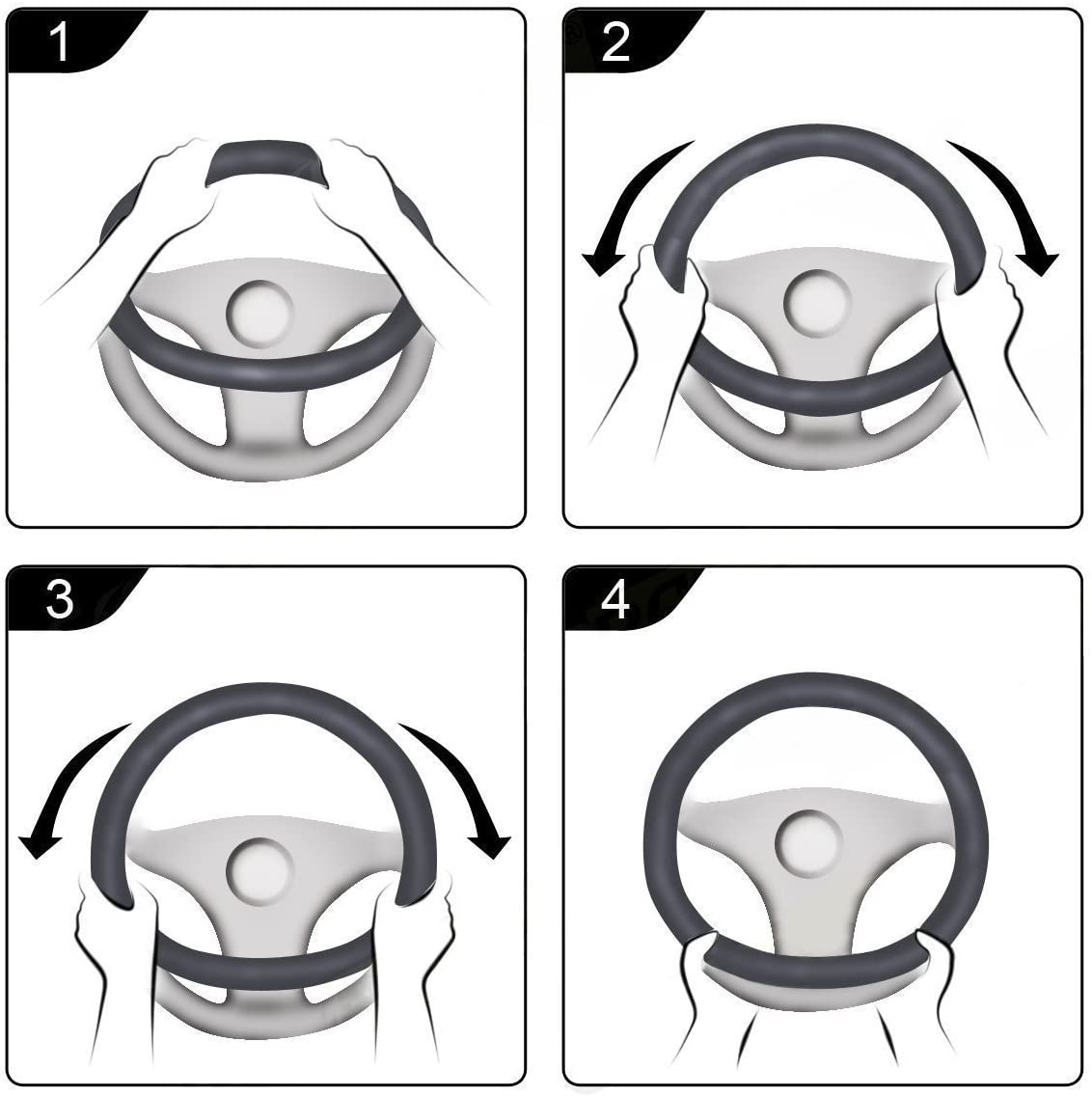 PU Leather Floral Auto Car Steering Wheel Cover, for Women Girls Ladies, anti Slip Non-Toxic Universal 15 Inch, Black with Flowers – תמונה 6