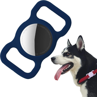 Protective Case Compatible for Airtag GPS Tracker, Fit for Dog Cat Collar Accessories Pet Loop Holder, Silicone Protective Case for Air Tag Lightweight Soft anti Scratch anti Lost(Dark Blue 1Pack)
