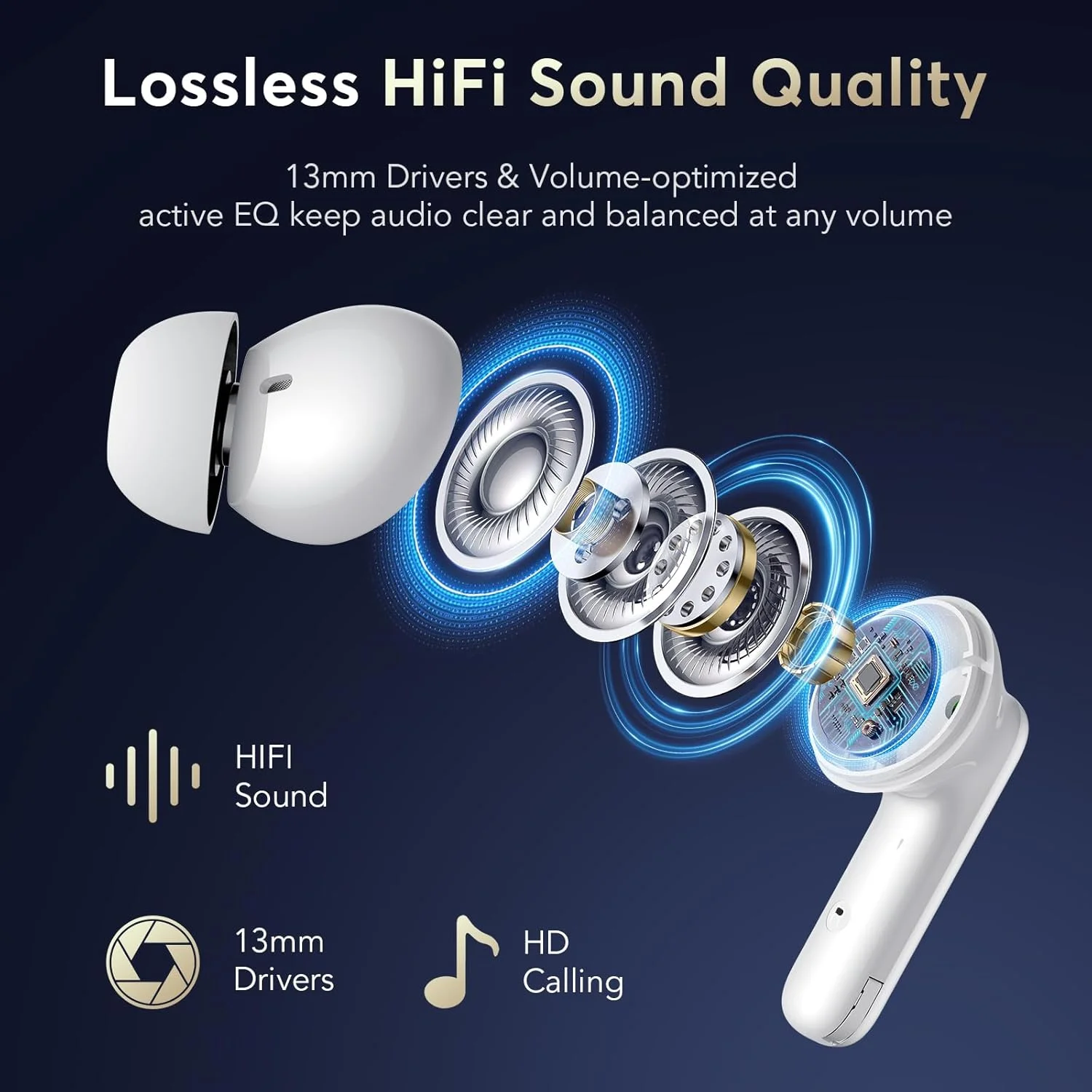 Wireless Earbud, 5.4 Bluetooth Headphones in Ear Stereo Bass Earphones Noise Cancelling Earbuds 36H Dual Mic Call, LED Display IP7 Waterproof Sport Headset for Android Ios – תמונה 2