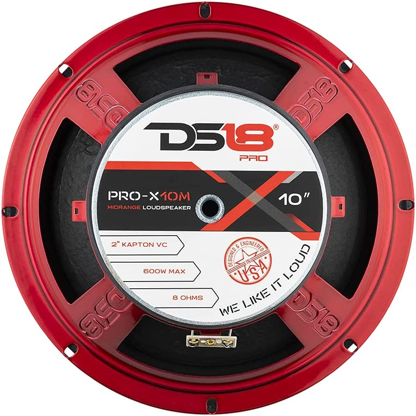 PRO-X10M Loudspeaker - 10", Midrange, Red Steel Basket, 600W Max, 300W RMS, 8 Ohms - Premium Quality Audio Door Speakers for Car or Truck Stereo Sound System (1 Speaker), Classic – תמונה 7