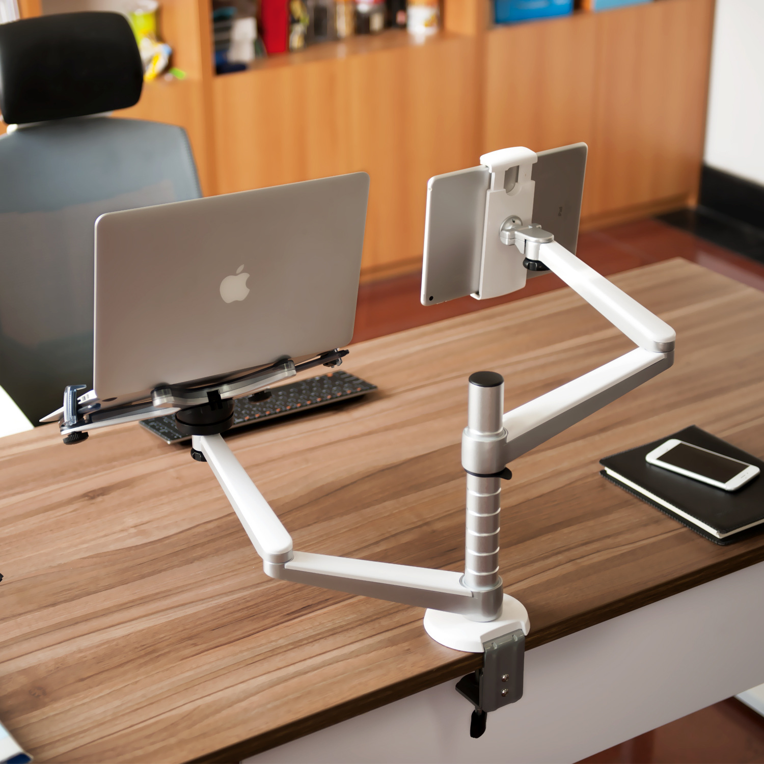 Aluminum Alloy Laptop Stand Double-Arm Office Lazy Tablet Stand – תמונה 4
