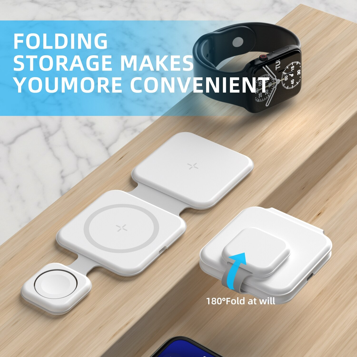 3 in 1 Magnetic Foldable Wireless Charger Charging Station Multi-Device Folding Cell Phone Wireless Charger Gadgets – תמונה 3