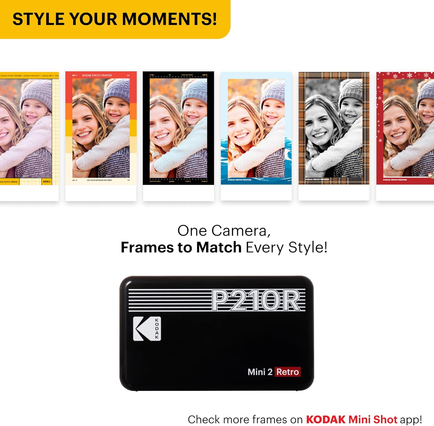 KODAK Mini 2 Retro 4PASS Portable Photo Printer (2.1X3.4 Inches) + 8 Sheets, Black – תמונה 6