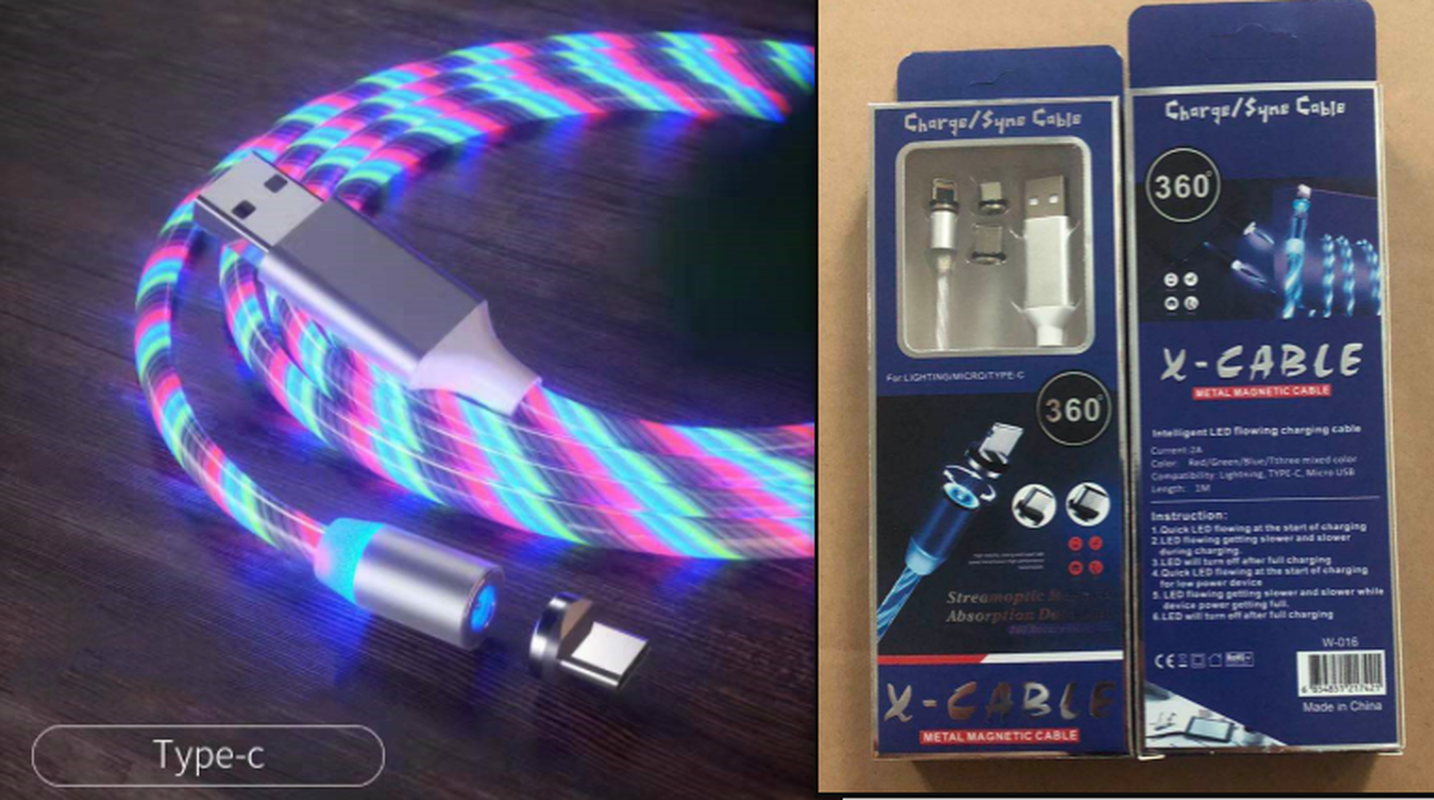 Magnetic Charging Cable Streamer Fast Charging Cable Lighting Micro USB Cable LED Magnet Charger Type-C Cable – תמונה 21