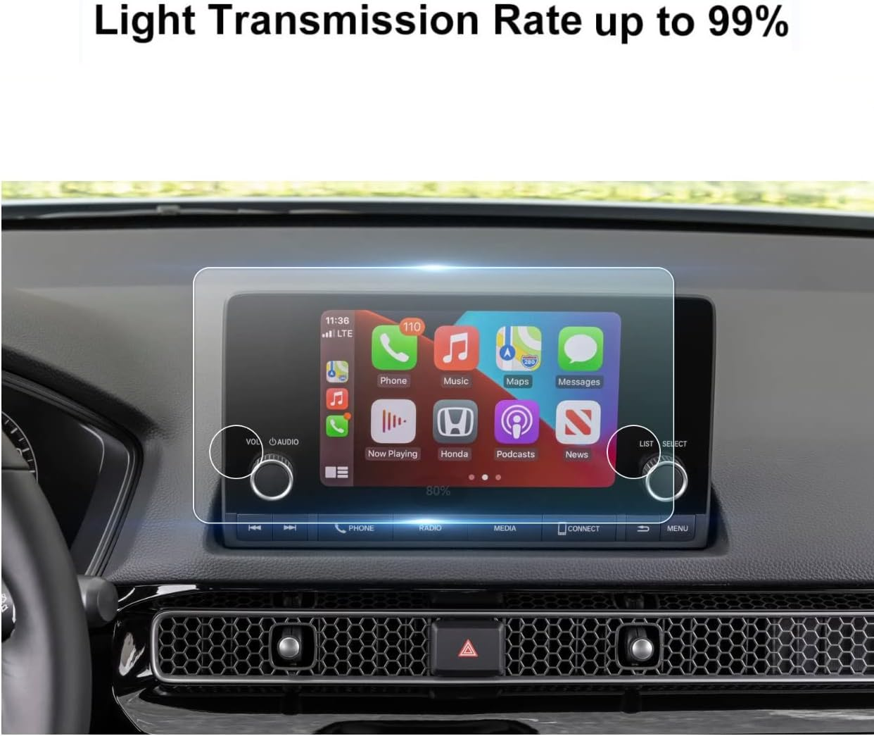 Screen Protector Compatible with 2022-2024 Civic,9H Hardness anti Scratch,Tempered Glass Screen Protector (7Inch) – תמונה 3