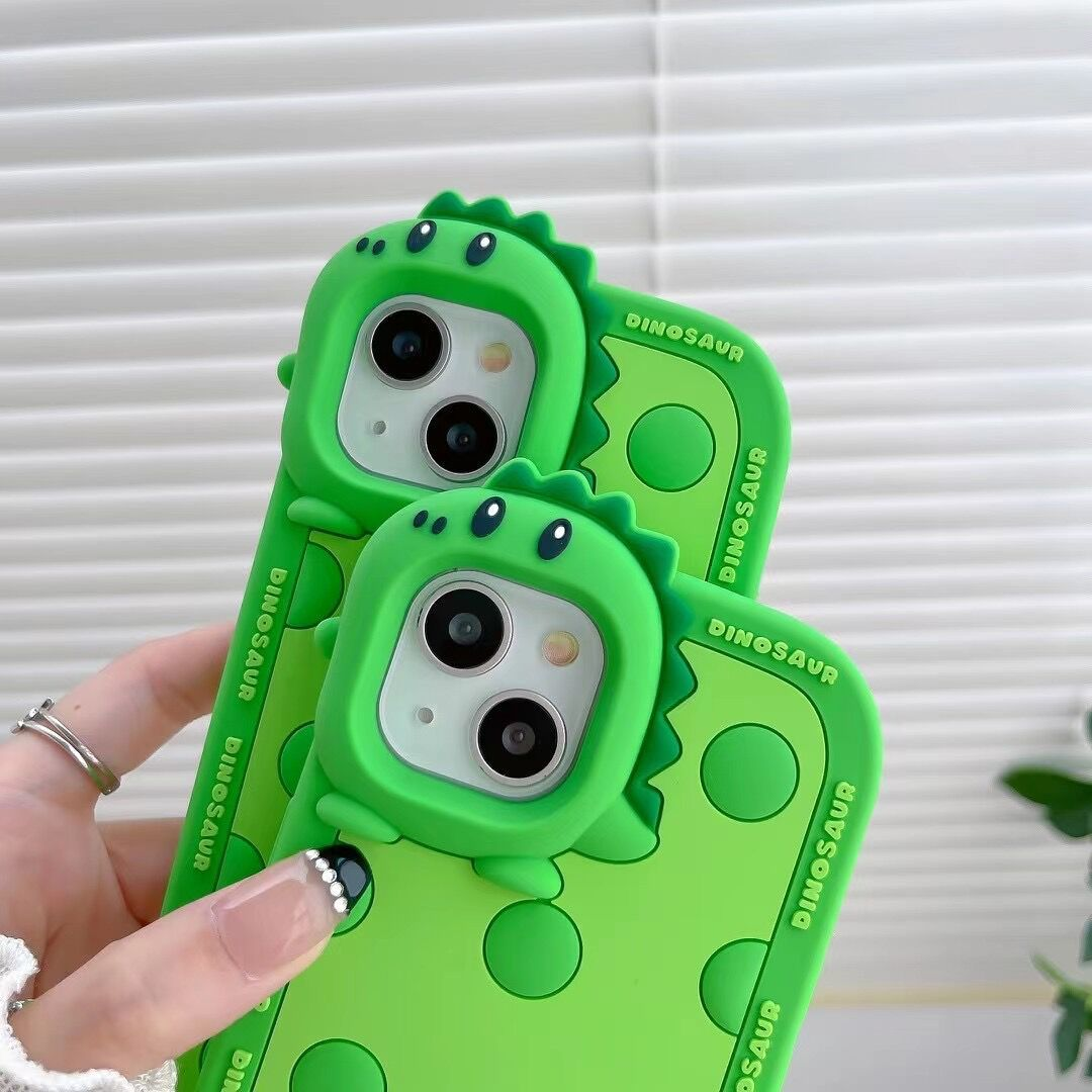 Polka Dots Green Little Dinosaur Silicone Phone Case Phone Case – תמונה 7
