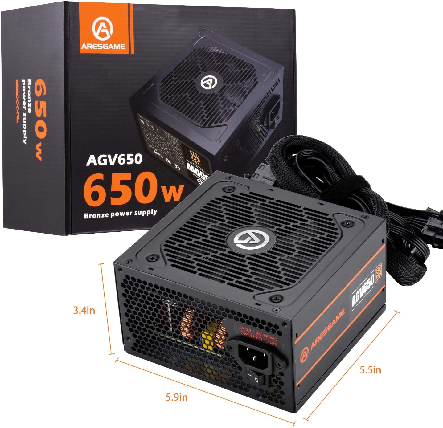 Power Supply 650W 80+ Bronze Certified PSU (AGV650) – תמונה 5