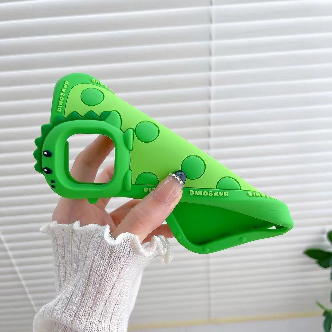 Polka Dots Green Little Dinosaur Silicone Phone Case Phone Case – תמונה 9