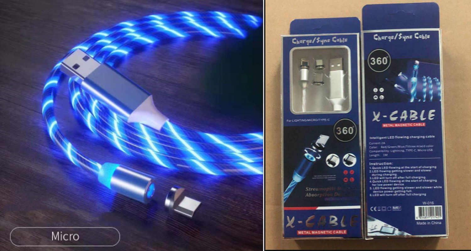 Magnetic Charging Cable Streamer Fast Charging Cable Lighting Micro USB Cable LED Magnet Charger Type-C Cable – תמונה 18