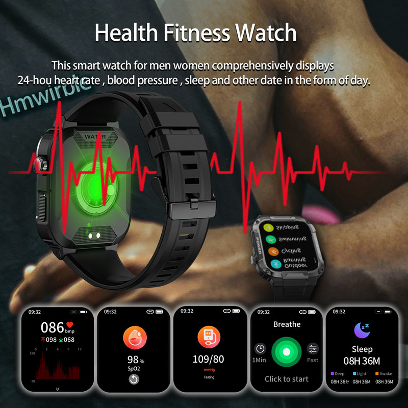 Full Touch Smart Watch Blood Pressure Oxygen MK66 Smart Watch Band – תמונה 2