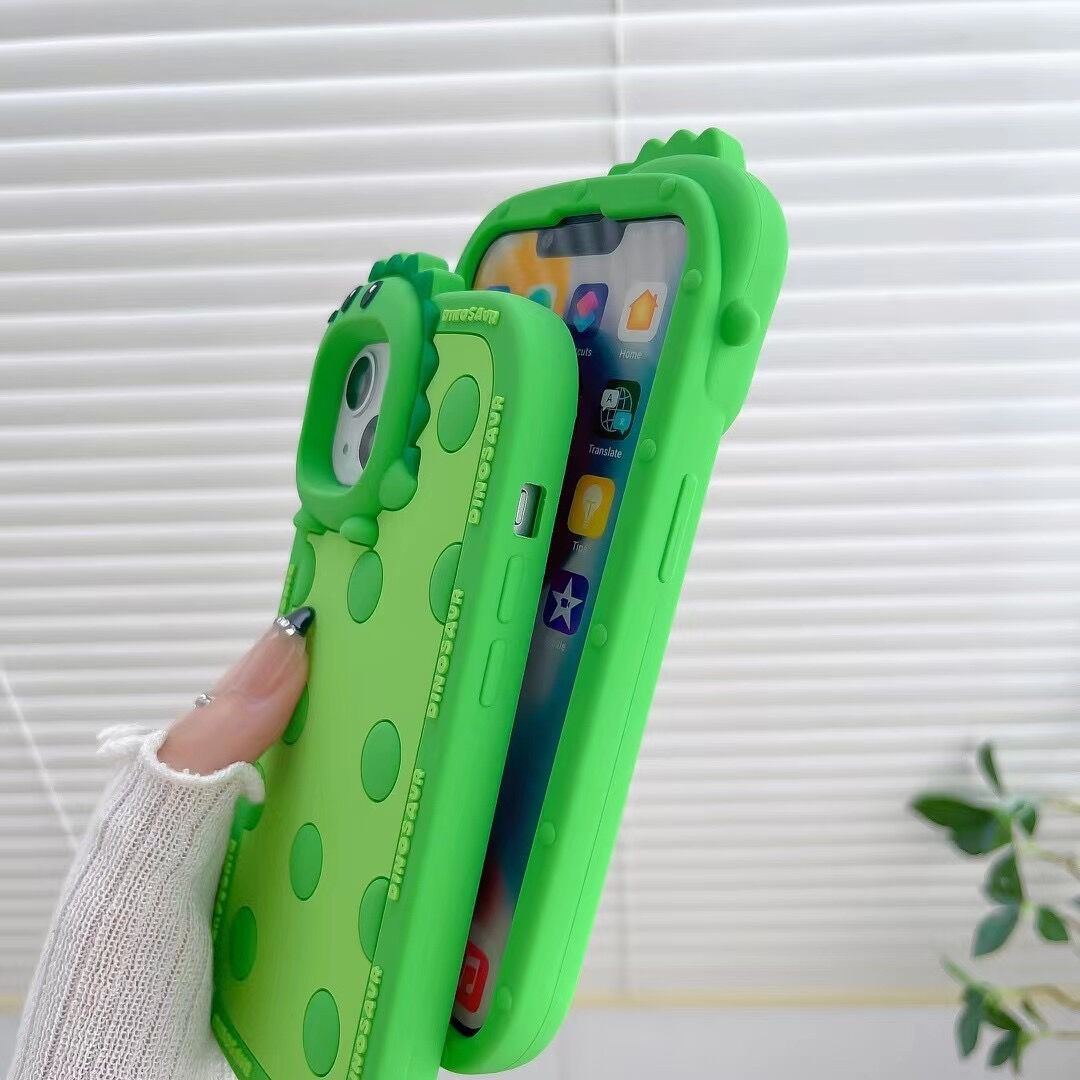 Polka Dots Green Little Dinosaur Silicone Phone Case Phone Case – תמונה 12