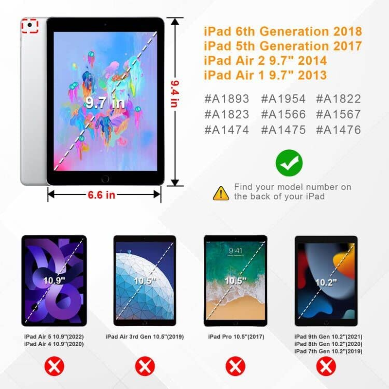 Slimshell Case for Ipad 6Th / 5Th Generation (2018 2017 Model, 9.7 Inch), Ipad Air 2 / Air 1 (9.7 Inch) - Lightweight Stand Smart Protective Cover with Auto Sleep/Wake, Black – תמונה 3