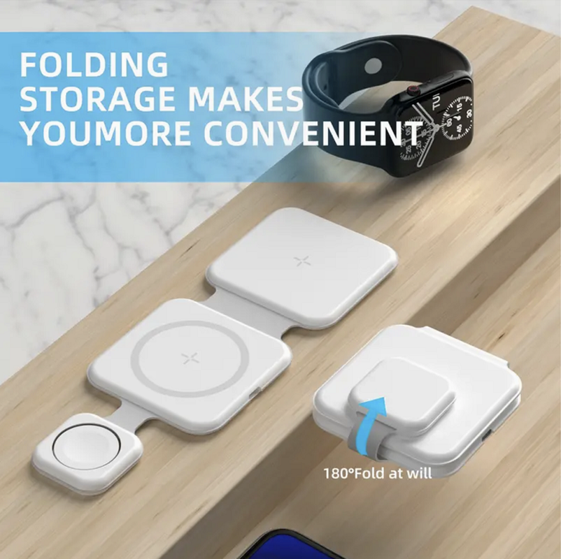3 in 1 Magnetic Foldable Wireless Charger Charging Station Multi-Device Folding Cell Phone Wireless Charger Gadgets – תמונה 7