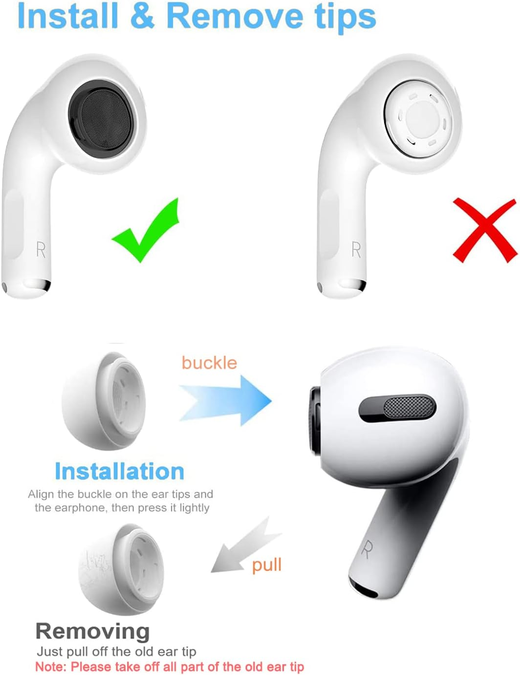 12 Pieces Replacement Ear Tips for Airpods Pro and Airpods Pro 2Nd Generation with Noise Reduction Hole, Silicone Ear Tips for Airpods Pro with Portable Storage Box And(S/M/L) (6 Pairs) – תמונה 3