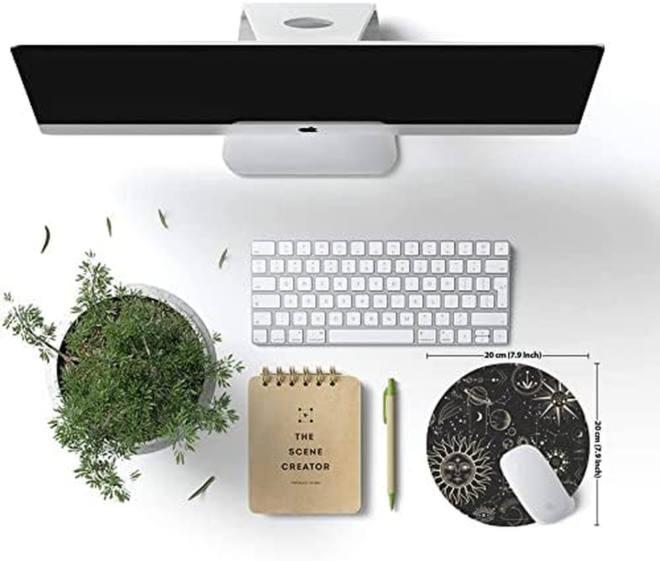 Round Mouse Pad, Celestial Pattern Sun and Moon Mouse Pad, Washable Gaming Mousepads with Lycra Cloth, Non-Slip Rubber Base Computer Small Mouse Pads for Wireless Mouse – תמונה 6