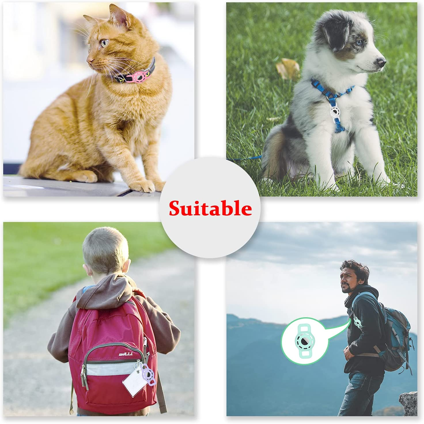 For Air Tag Cat Collar Holder for Apple Air Tag, 2 Pack of Pet Collar Holder for Cat and Small Dog Collar within 1/2 Inch and 2 Pack Protector for Air Tag – תמונה 2
