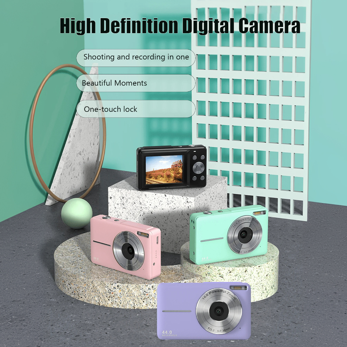 Mini Digital Camera Children'S HD Digital Camera Student Mini Digital Camera Boys and Girls Christmas Birthday Gift Children'S Entry-Level Camera – תמונה 3