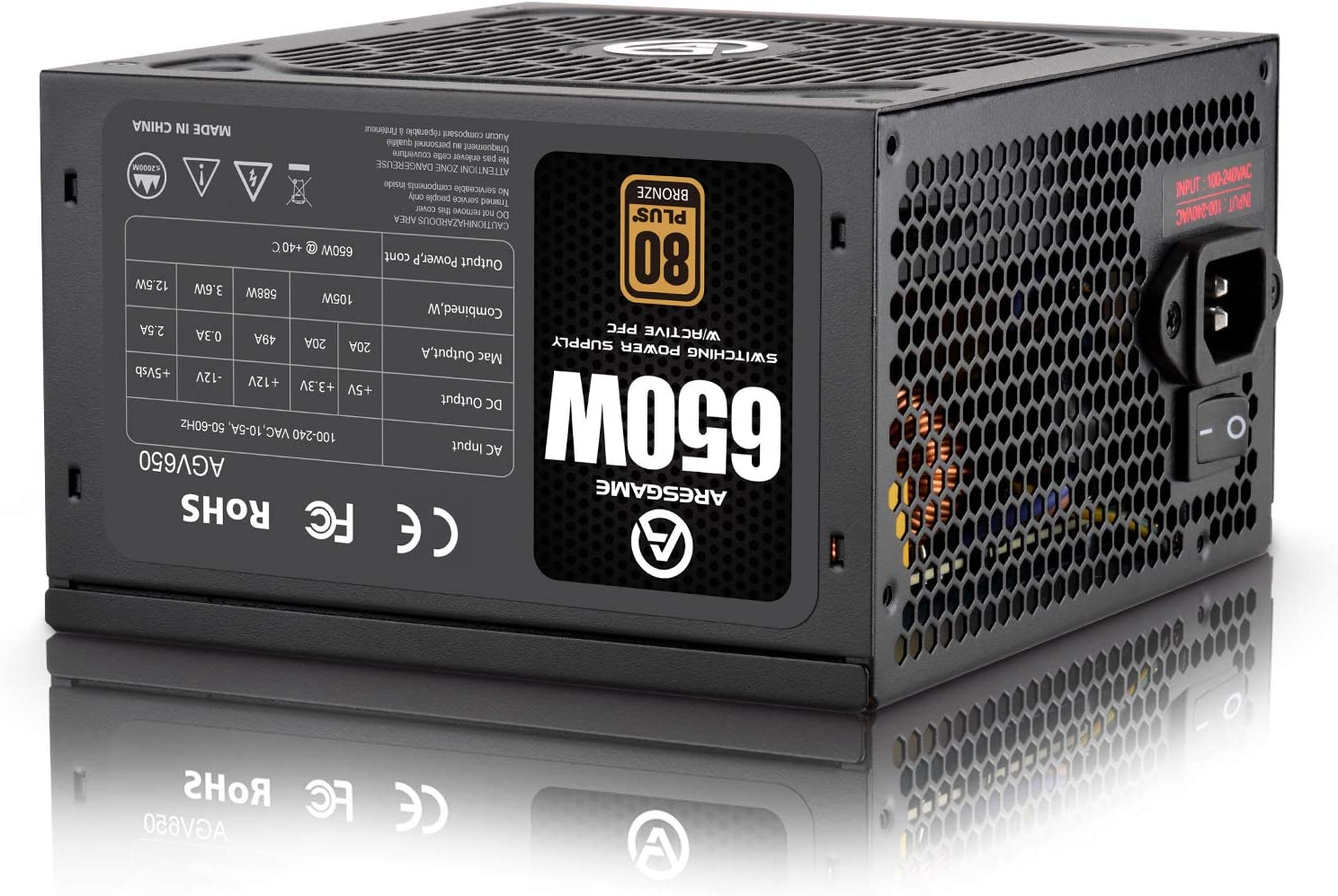 Power Supply 650W 80+ Bronze Certified PSU (AGV650) – תמונה 7