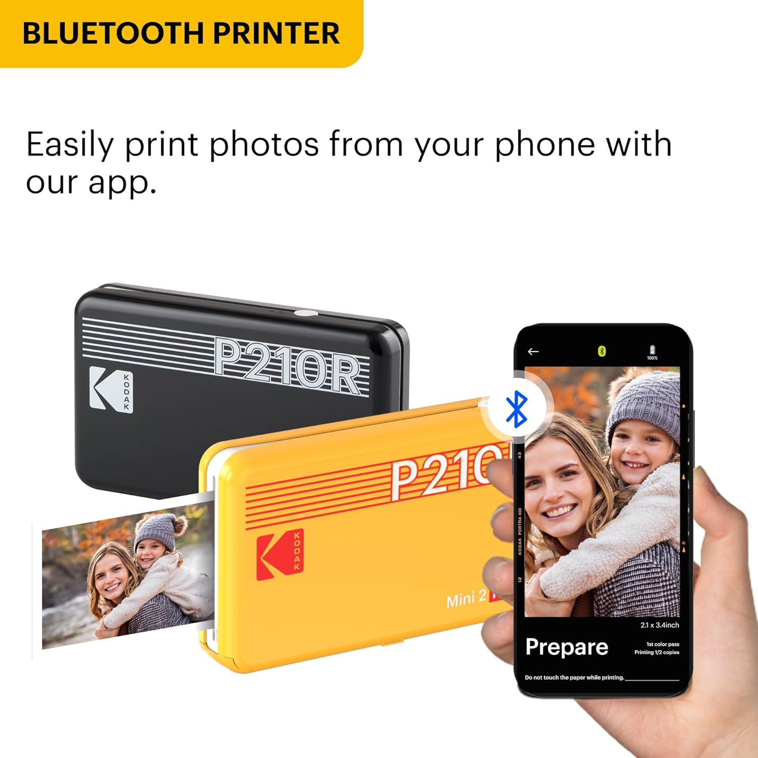 KODAK Mini 2 Retro 4PASS Portable Photo Printer (2.1X3.4 Inches) + 8 Sheets, Black – תמונה 3