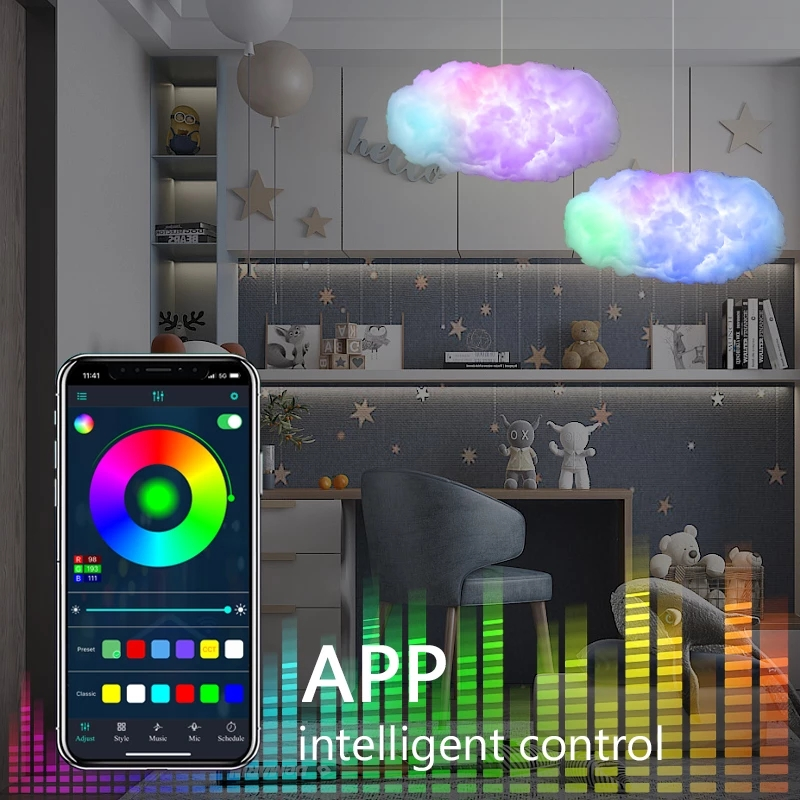 USB Cloud Light APP Control Music Synchronization 3D RGBIC Ambient Light Lightning Simulation Clouds Bedroom Room Light – תמונה 7