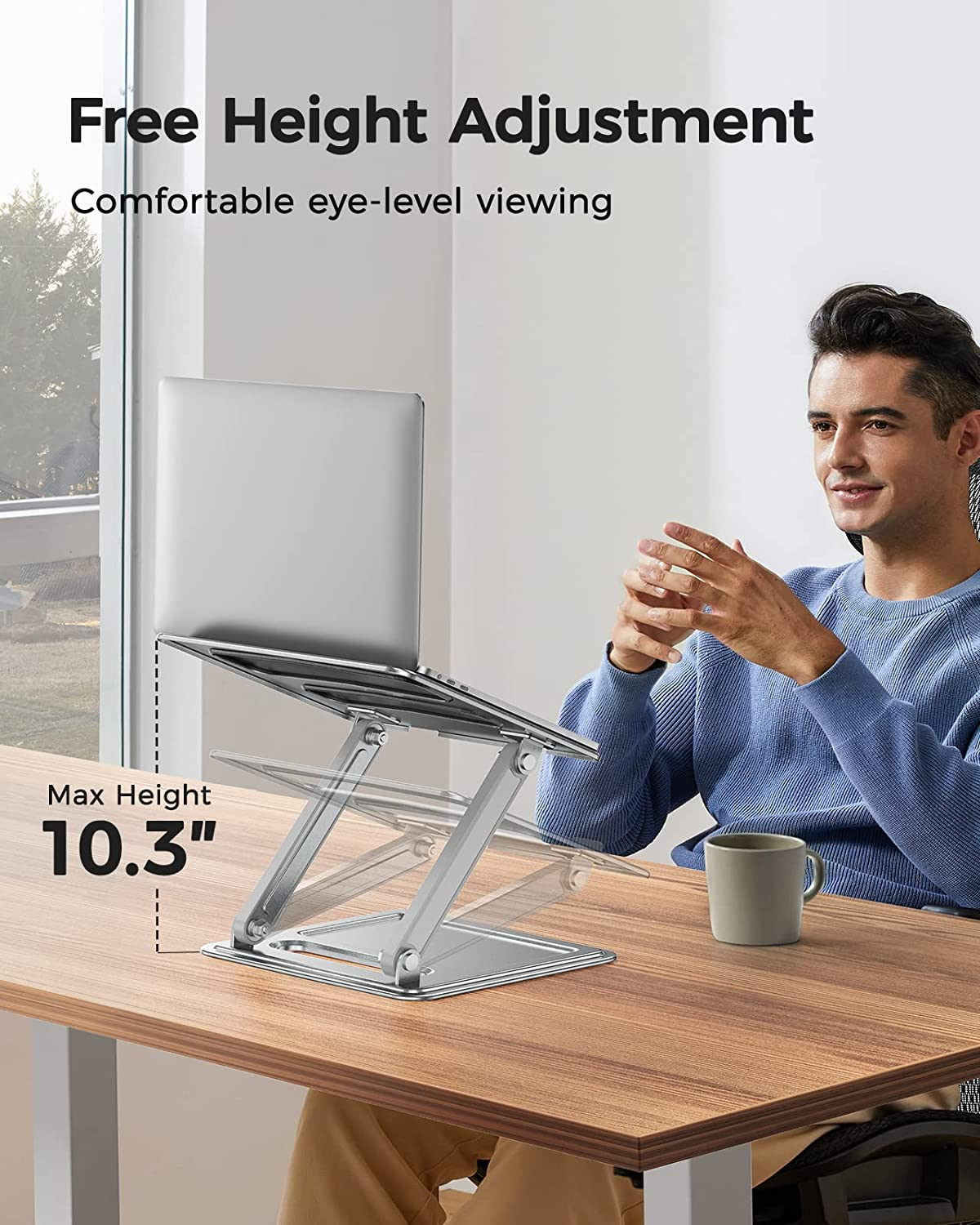 Adjustable Laptop Stand, Portable for 17.3Inch Laptops, Holds up to 17.6Lbs, Ergonomic Posture & Heat Dissipation – תמונה 2