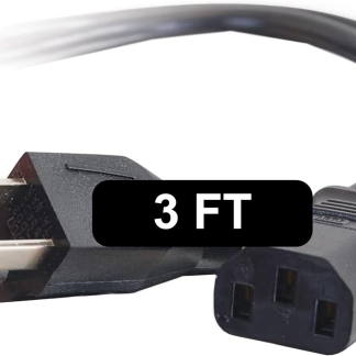 3FT Replacement AC Power Cord - Power Cable for Electronics, TV, Computer, Printer, Radio, Monitor, Samsung, Dell, Vizio, LG, Asus, Laptop and More (03129)