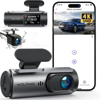 Dash Cam Front and Rear 4K Front 1080P Rear, Dual Dash Camera with 3" IPS Screen, 170° Wide Angle, Night Vision, G-Sensor, Loop Recording, Parking Monitor, Supports 128GB