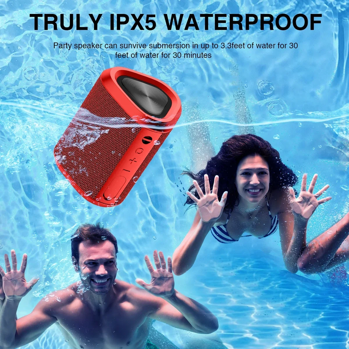 Bluetooth Speaker, 24H Playtime Portable Wireless Bluetooth 5.0 Speaker with Stereo Bass, up to 100 Ft Bluetooth Range, IPX7 Waterproof Mini Bluetooth Speaker – תמונה 5