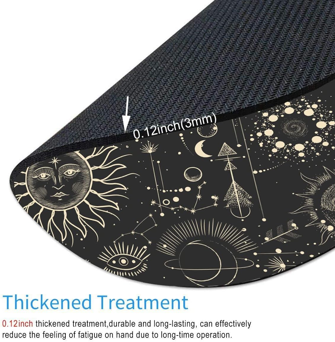 Round Mouse Pad, Celestial Pattern Sun and Moon Mouse Pad, Washable Gaming Mousepads with Lycra Cloth, Non-Slip Rubber Base Computer Small Mouse Pads for Wireless Mouse – תמונה 3