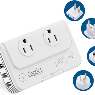 200 W Voltage Converter, Convert 220 V to 110V for Devices like Curling Iron, Straightener, Chargers, Step down World Power Plug - 4 USB PD 18W Fast Charging - EU/AU/UK/US Included