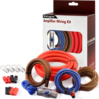 0 Gauge CCA Amplifier Wiring Kit 3000W Complete - Copper Clad Aluminum Car Audio Power Cable with Fuse Holder & RCA | for Subwoofer Amp Install