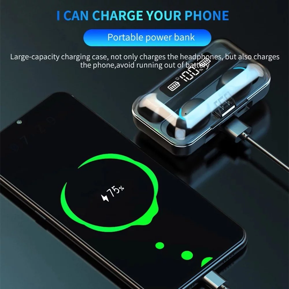Bluetooth Earbuds,Wireless Bluetooth Earphones, Wireless Earbuds with 2200MAH Charging Case and Emergency Power Bank for Adult – תמונה 3