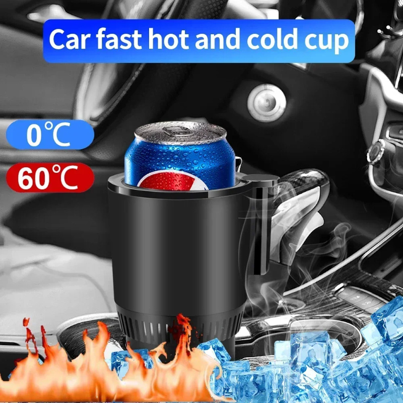 2 In1 Car Heating Cooling Cup 12V Smart Car Cup Holder Digital Temperature Display Drink Cup Warmer Cooler Mini Car Refrigerator – תמונה 2
