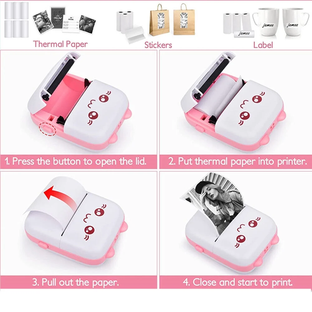 Mini Printer Portable, Pocket Thermal Printer, Wireless Bluetooth Printer Compatible with Ios Android for Picture Receipt Label Note Printing – תמונה 6