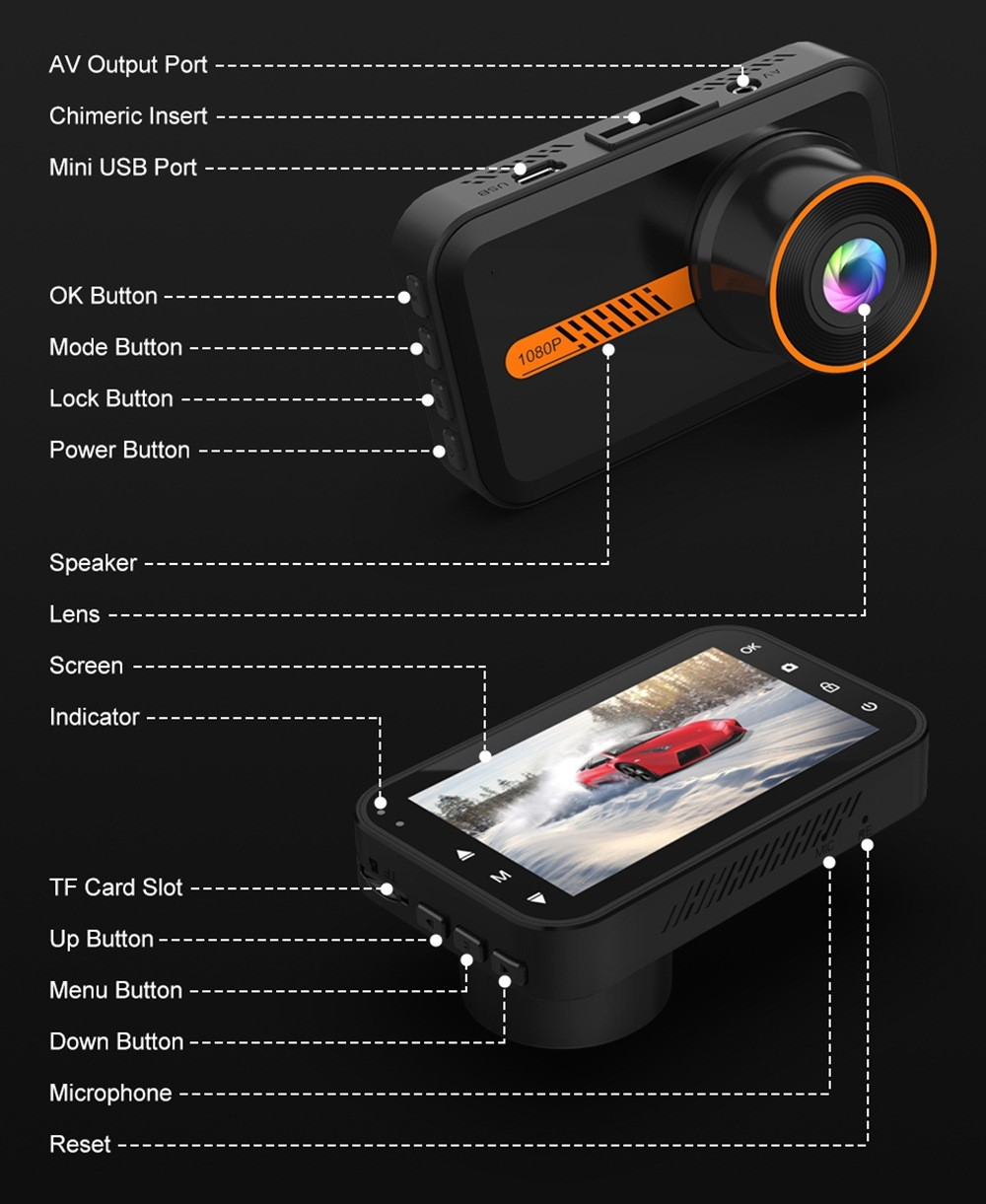 Dash Cam Front and Rear Car Camera Dual Dashcam 1080P FHD – תמונה 17