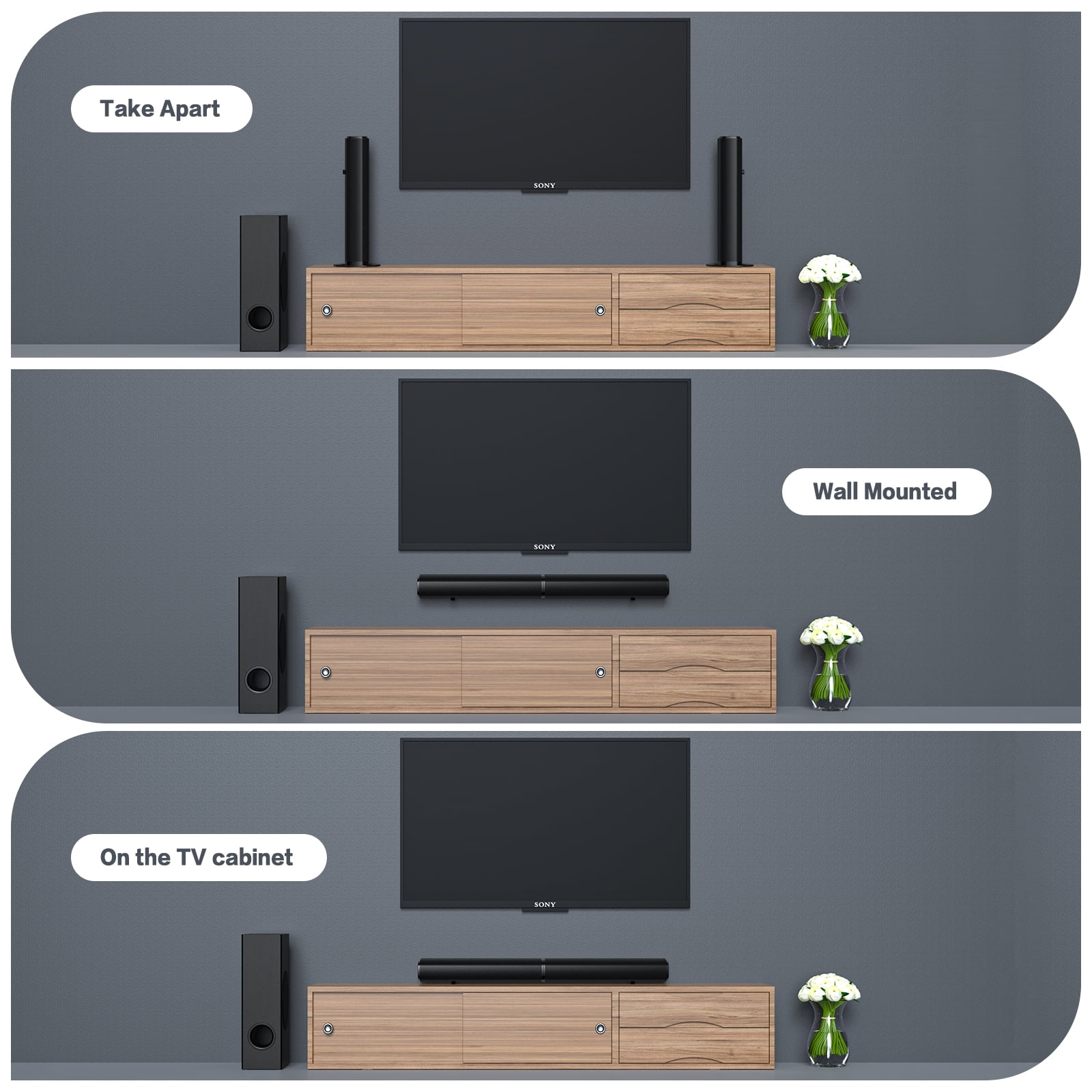 4.1Ch Sound Bar with Subwoofer, 120W Separable Sound Bar for TV, 2-In-1 Detachable Sound Bar with Usb/Aux/Coaxial/Optical/Hdmi/Bluetooth – תמונה 7