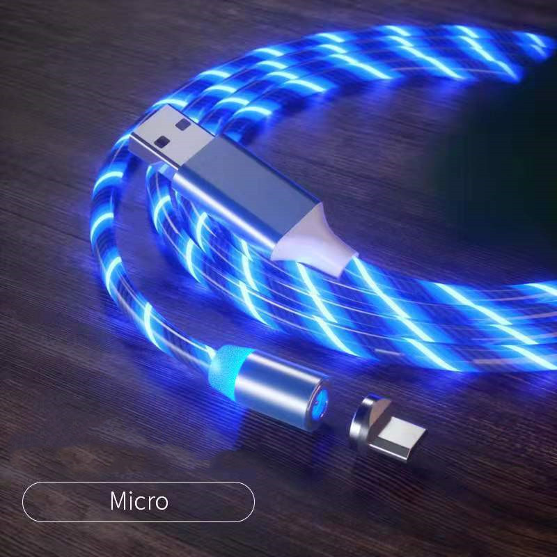 Magnetic Charging Cable Streamer Fast Charging Cable Lighting Micro USB Cable LED Magnet Charger Type-C Cable – תמונה 6