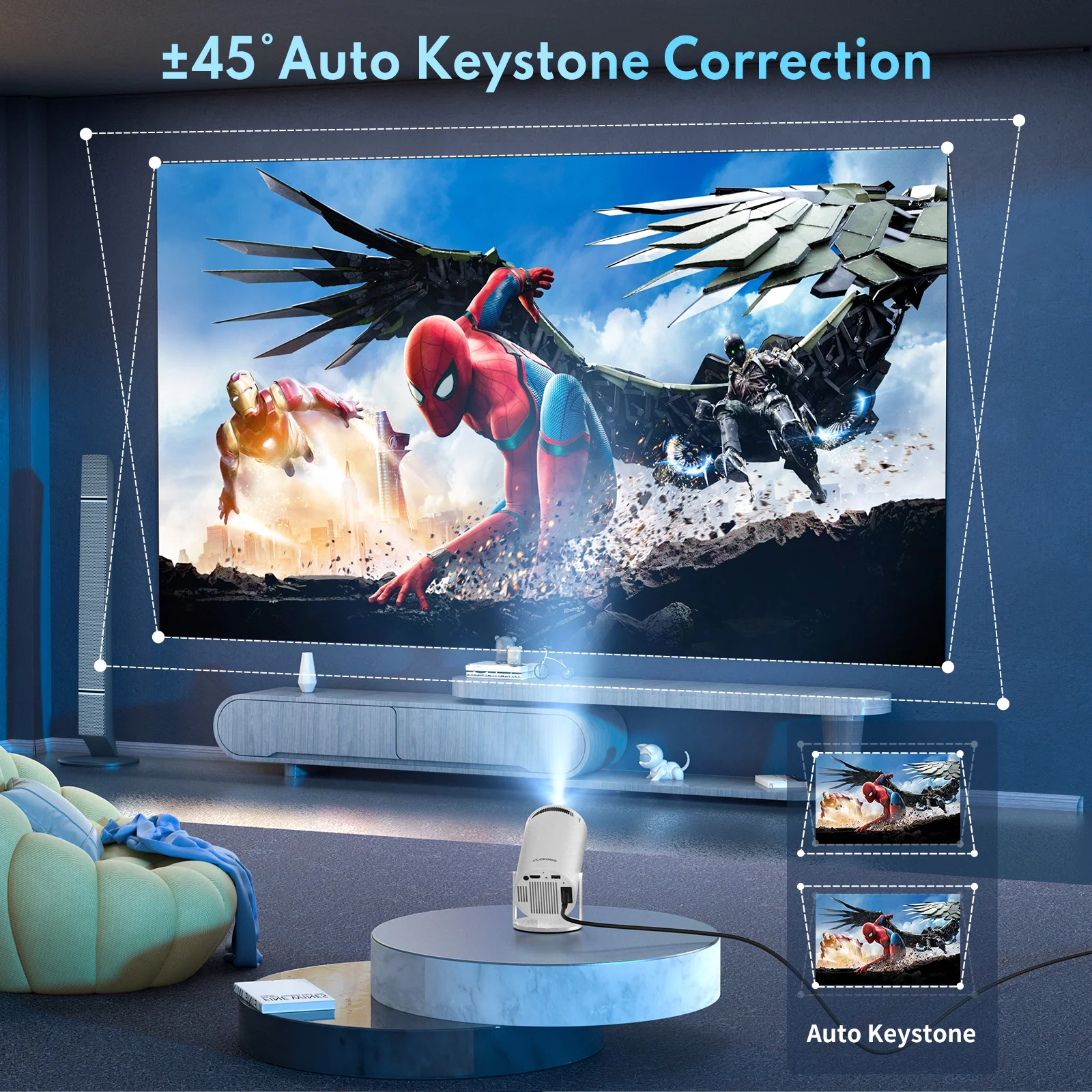 Projector 4K 1080P Support, Mini Projector Smart for Movie Projection Compatible with Phone- White – תמונה 5