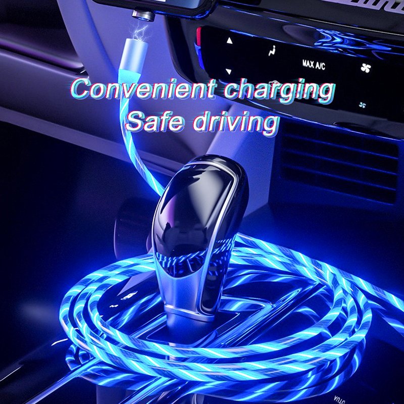Magnetic Charging Cable Streamer Fast Charging Cable Lighting Micro USB Cable LED Magnet Charger Type-C Cable – תמונה 2